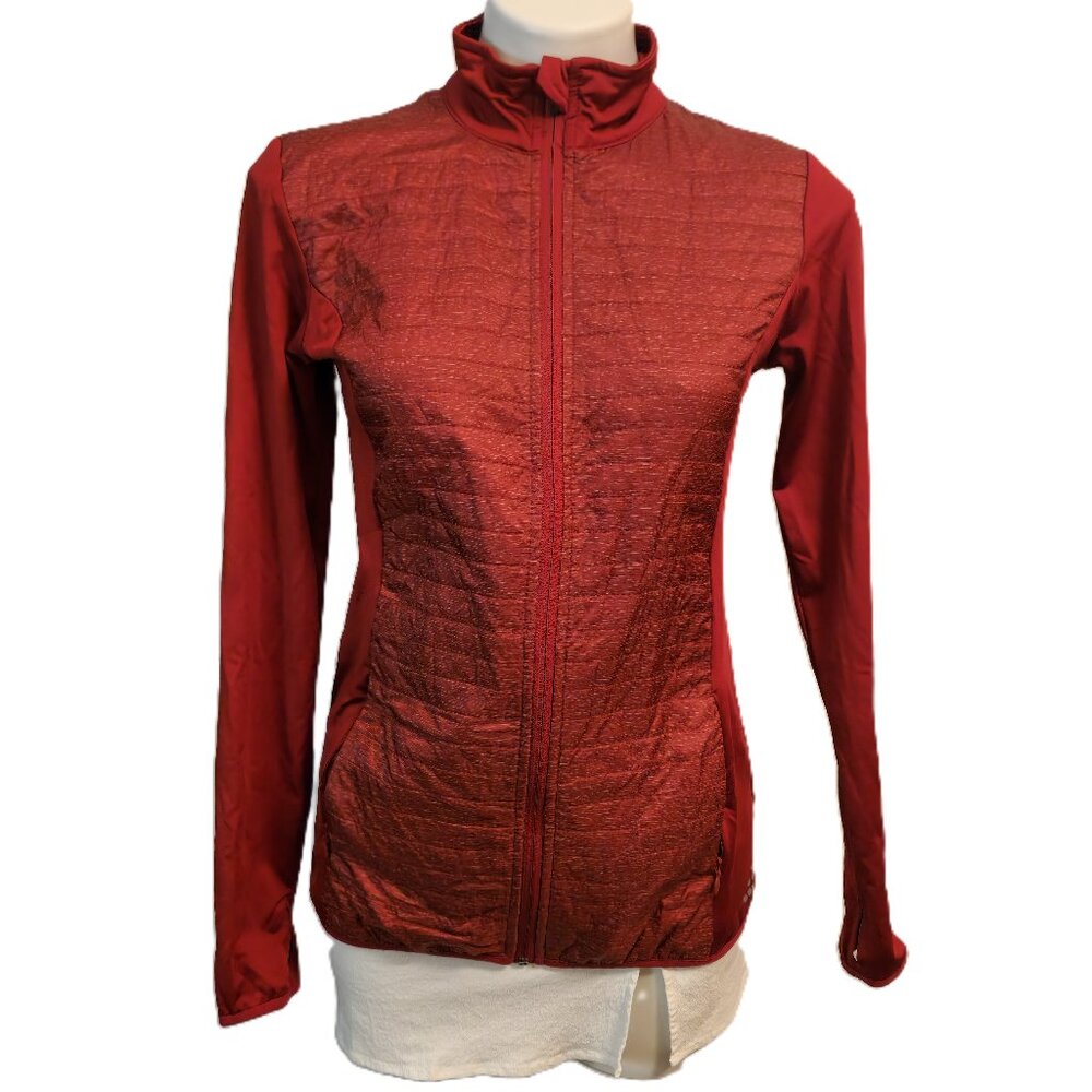 ❤️ 4/$20 bcg zip sports top Women's small sweater Thumb holes Padding Wine color